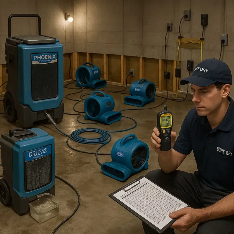 Structural Drying and Dehumidification process in Huber Ridge, OH
